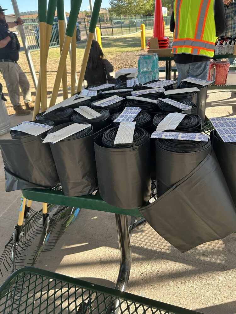 Cleanup supplies prepared for volunteers